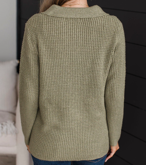 Waffle Knit Button Top