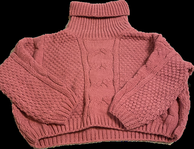 Tea rose colored knit turtleneck sweater