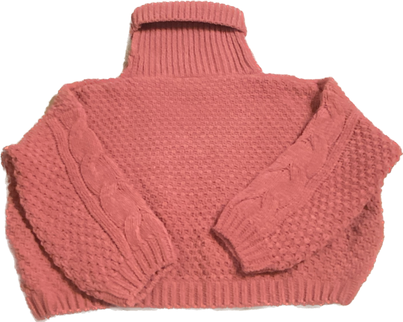 Tea rose colored knit turtleneck sweater