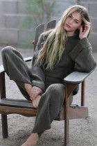 Brown knit hooded suit
