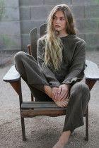 Brown knit hooded suit