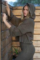 Brown knit hooded suit